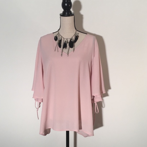 Worthington Tops - Worthington Lace-Up Bell Sleeve